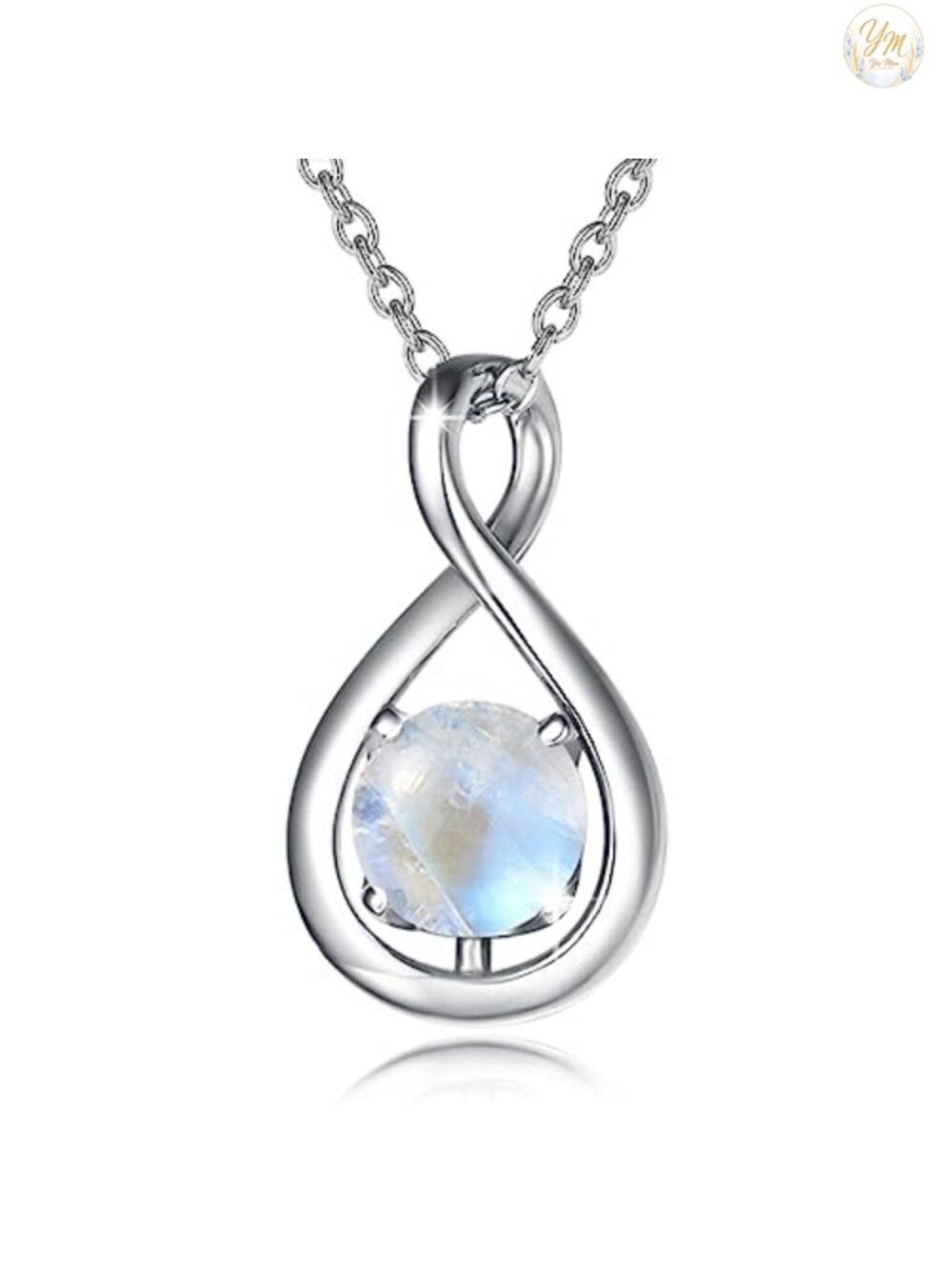 Dainty Infinity Birthstone Necklace, Sterling Silver Pendant, 18" Chain